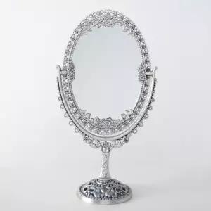 퀸스주석 앤틱 저소음양면탁상거울(타원형-대)테이블 회전 스탠드 인테리어 홈데코 장식 소품