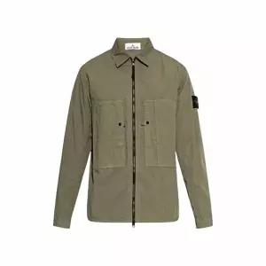 [스톤아일랜드]스톤아일랜드 와펜 집업 오버 셔츠 밀리터리 그린 남성 L1S15 1200005 S0298 V005G