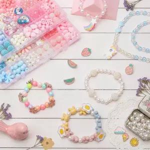 24칸 비즈공예 세트 DIY 취미 팔찌 목걸이 반지 키링 만들기만들기 공예줄 파스텔 컬러 키트 재료 부자재