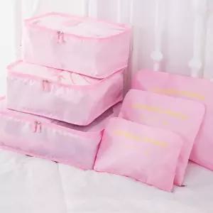 여행 수납백 6종세트 캐리어 짐정리 파우치 연핑크트렌디 고급 퀄리티 캐주얼 심플 데일리 멋진 예쁜 편한