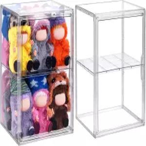 Labubu POP MART와 호환되는 아크릴 디스플레이 케이스 2개입 마그네틱 도어가 있는 투명 취미 피규어 진열