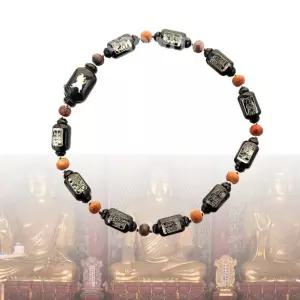 돌부처 행운부적 팔찌 천연 옻칠 만복부 띠 염주 小 원숭이