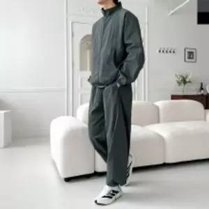 남자 오버핏 하프넥 집업 바람막이 나일론 와이드 바지 세트 GQQ SF1033M-SF1034M운동복 체육 트레이닝