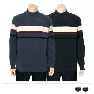 MNT23005 브리트 반폴라 스트라이프 니트남자티 데일리 남성겨울 줄무늬 가로줄 넓은 캐주얼