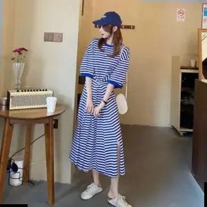 스트라이프원피스 여름원피스 트임 여름 휴양지패션 단가라 롱원피스 5
