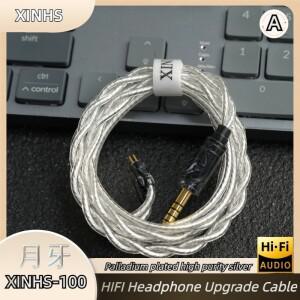 XINHS 100 2 극 하이 스털링 실버 팔라듐 도금 HiFi 헤드폰  케이블 MMCX 0.78mm 4.4mm 오디오 MOONDROP용