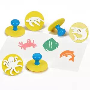 키즈아트 스탬프해양생물 6종 세트미술놀이 어린이 스펀지 물감 잘찍히는 미니 찍기