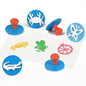 키즈아트 스탬프혼합 6종 세트미술놀이 어린이 스펀지 물감 잘찍히는 미니 찍기