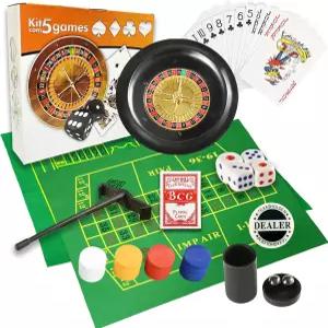 IIDEA 5 in 1 프로페셔널 룰렛 휠 세트 10인치 도박 100개의 칩 3가지 다른 게임 테이블 매트 레이크 앤 볼