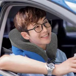 넥필로 메모리폼 목베개 블루 받침 쿠션 여행 보조 휴대용 여행용