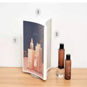 카페 식당 메뉴판 회전형꽂이A4(3면 흰색) 4760 가격표 아크릴 메모 POP 미용실 테이블 중국집 T자형