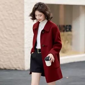 타노스여성용 모직 울 롱 가을 리버시블 데일리룩 슬림핏 바람에 코트 KUK3