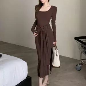 U넥 허리꼬임 포인트 롱원피스 슬림핏 옆트임 여친룩반팔 레이스 오프숄더 셔링 예쁜 퍼프 골지니트 바캉스