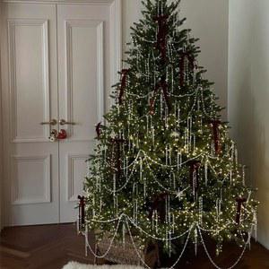 크리스마스 트리 장식 소품 아이스콘 리본 오너먼트 크리스탈 아이스 비즈체인 눈송이 포인트