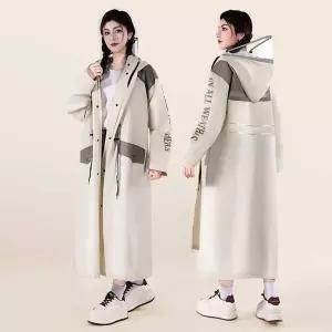 [골드스마일]오버핏 후드 롱 레인코트