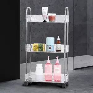 투명슬림트롤리3단 이동식수납함 욕실카트 선반트레이작은 미니 폭좁은 좁은 틈새장 수납장 좁은장 좁은공