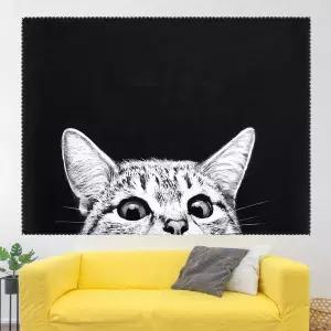 대형 패브릭 포스터 빼꼼 고양이 L가림막 커튼 인테리어소품 가리개 데코 다용도 벽가리개 장식 집꾸미기