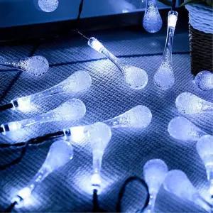 비타리토 태양광 LED 50구 5M 물방울 가랜드 전구건전지 캠핑알 감성조명 앵두 장식 가전구 커튼 트리
