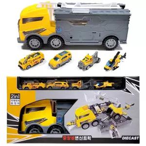 중장비 변신트럭크레인장난감 포장난감 미니카 자동차 완구 포크 레미콘 덤프 사다리