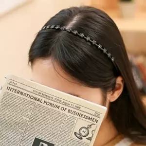 엔젤슈슈큐빅꽃얇은헤어밴드심플블랙머리띠 (KYR-WCB71A6)