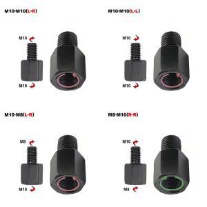블랙 미러 어댑터 M10 M8 왼손 8MM 스레드 오토바이 백미러 스쿠터 10MM 볼트 나사 변환 오른쪽