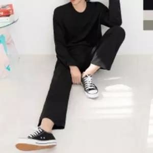 GQQ STT221 남자 노링클 일자 밴딩 상하 세트레이닝 남성 밴세 남성밴 레이닝복 레이닝 셋트