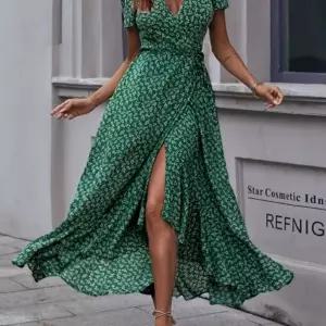 G125710 허리끈 랩스타일 롱원피스프릴 캐주얼 캐쥬얼 패션 여성 여자 디자인 패턴