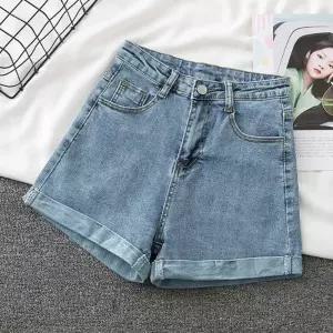 미니 데님 팬츠 꾸안꾸 바캉스룩 숏팬츠 롤업 반바지하이웨스트 A라인 와이드핏 캐주얼 데일리 바캉스 여행