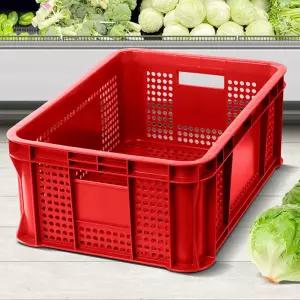 F플라스틱박스 2호 수납바구니 적재 운반 콘테나 사과컨이너 상자 과일 우유 이사 사각 손잡이 콘티 노란