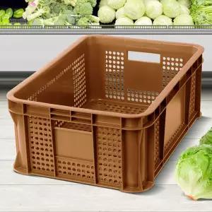 F플라스틱박스 2호 손잡이 농산물상자 다용도바구니컨테이너 과일 우유 이사 사각 콘티 노란 대형 이삿짐