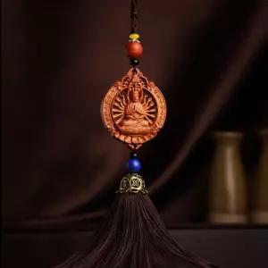 복숭아나무 천수관음 관세음보살 불교 룸미러걸이선물 신자 장식품 인테리어 종교 불상 악세사리 차량 자동