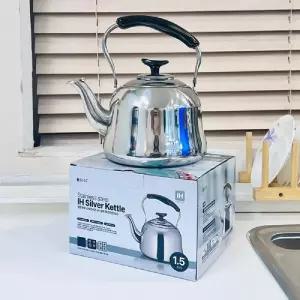 맑은하루 스텐 IH 인덕션 실버 주전자 1.5L가정용 레스 용물 끓이는 차주 보리 티포트 물주