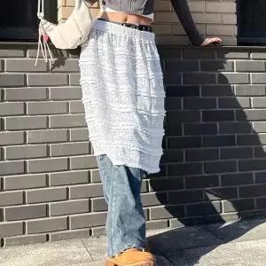 [다잇템] 여자 프릴 발레코어 중간 코디 티어드 레이스 스커트