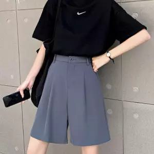 핀턱반바지 봄여름 정장반바지 팬츠 밴딩 여성 여자