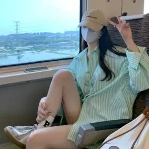 스트라이프 긴팔 셔츠 티 TS-240502여성남방 기본 난방 줄무늬 여자