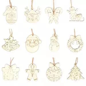 크리스마스 원목 오너먼트 DIY세트 12종 만들기 재료 트리장식용DIY꾸미기 성탄절공예 공방 학교미술 행사