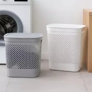 메쉬 세탁 바구니 뚜껑형 빨래 보관함 틈새 수납 정리 용품