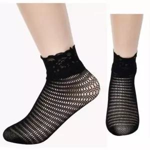 여성용 레이스 포인트 발목 시스루 망사 양말 0020re