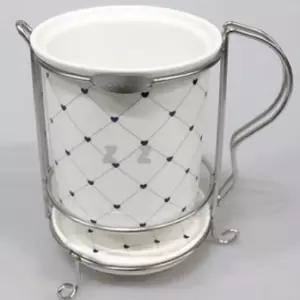 도자기 수저통 꽂이 식기 보관함 정리함 체크하트원형 가정용 예쁜 주방 홀더 케이스 도기 보관 납통 숟가