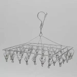 빨래 집게 건조대 40구 걸이 원룸양말건조대 스텐 소형 베란다 실내 모자 사각 미니