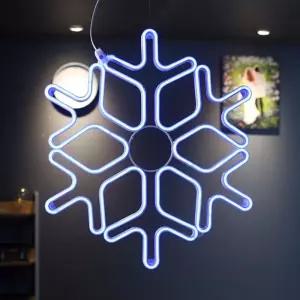 비츠온 LED 눈꽃 네온플렉스(DC24V) 60CM 무점멸 블루 in-284805겨울소품 장식전구 크리스마스품 벽장식 데