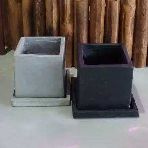 모던 시멘트 사각 17x17x17cm 화분분배 인테리어 정원 원예 베란다 디자인 꽃화분 식물 플라워 꽃집