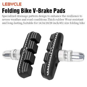 LEBYCLE 55mm 접이식 자전거 브레이크 패드 V 슈즈 내마모성 고무 14 16 18 20 인치 림