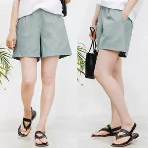 여자 반바지 뒷밴딩 린넨 팬츠 직장인 데일리 코디고무줄 여름 여성 핫팬츠 짧은 칼라 편한 여성면 밴딩