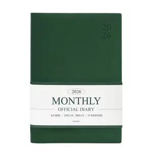 인디고 다이어리 2026 오피셜 A5 먼슬리 스케줄러 (날짜형 25절 월간) 업무용 (그린) 스케쥴 26년도 플래너