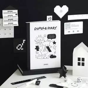 [셀러에이드]2026 두들 다이어리 위클리 플래너 (3포켓 미니파일 포함) 사무용품