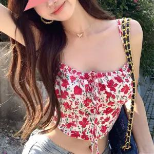 F007279_꽃무늬 캐미솔 크롭나시끈나시 페스티벌룩 탱크탑 클럽 나시 튜브 브라 바캉스