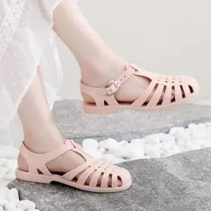 여름 장마 휴가 여성 스트랩 젤리 컬러 샌들신발 플랫슈즈 아쿠아 물놀이