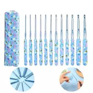 뜨개질공예 실속 휴대용 12종 코바늘+필통파우치 세트