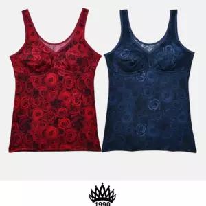 아름다운 장미무늬 노와이어 몰드 브라런닝레드 네이비 빅사이즈 예쁜 나시 이어러닝 브래지어 플라워 꽃런